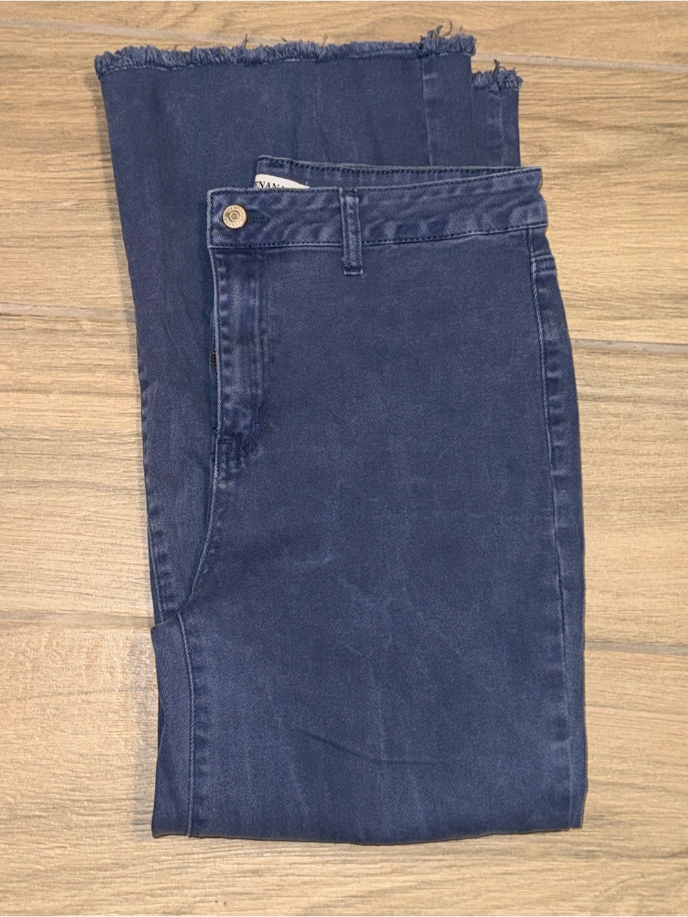 Zenana Outfitters Wide Leg Jeans With Raw Hem Blue/Purple Color Size L - Picture 6 of 6